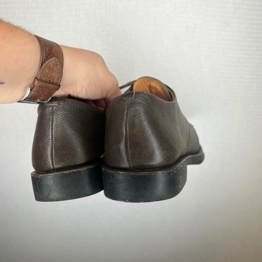 Vineyard by Bruno Magli Mens Brown Pebbled Leather Moc Split Toe Oxfords Size 8